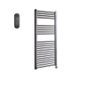 Sanicare HVS Elektrische Radiator - 111.8x45cm - 596W - met afstandsbediening - thermostaat - chroom - rechtsonder - gunmetal (antraciet) SW1210772