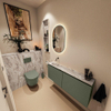 MONDIAZ TURE-DLUX Meuble toilette - 120cm - Army - EDEN - vasque Glace - position gauche - sans trou de robinet SW1103160