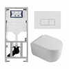 QeramiQ Dely Swirl Toiletset - 36.3x51.7cm - Geberit UP320 inbouwreservoir - met Burda frame - 35mm zitting - glans witte bedieningsplaat - rechthoekige knoppen - glans wit SW1138666