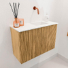 Mondiaz JOYA 60cm toiletmeubel - kleur Oak - Wastafel FAYE positie Rechts Zonder kraangat kleur Talc. SW1421105
