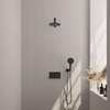 BRAUER Black Edition Douche de pluie thermostatique encastrée - boutons-poussoirs - SET 55 - pomme de douche 20cm - bras mural droit - douchette 3 jets - flexible de douche - coude d'alimentation mural - noir mat SW925422