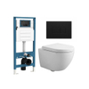QeramiQ Dely Swirl Ensemble WC Compact - réservoir encastré QeramiQ flush - abattant 25 mm - plaque de commande en plastique noir mat - boutons rectangulaires - blanc brillant SW1590540