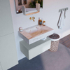 Mondiaz ALAN-DLUX Ensemble de meuble - 70cm - meuble Clay mat - 1 tiroir - Lavabo Cloud Frappe suspendu - vasque Centre - 0 trous de robinet SW804914
