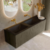 Mondiaz KURVE Ensemble de meuble de salle de bains - 145x46x40cm - 1 tiroir - 1 porte - vasque solid surface - double / gauche - sans trou de robinet - Shadow SW1414290
