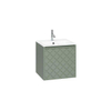 Crosswater Vergo ensemble de meubles de salle de bain - 49.8x47.6x45.5cm - 1 lavabo verre - blanc - 1 trou pour robinet - 1 tiroir - vert sauge SW911024