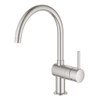 GROHE Minta Mitigeur de cuisine - haut - bec rond pivotant - SuperSteel brossé 0102509