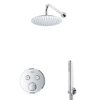 Grohe - Adema Rise Ensemble de douche pluie encastré - 2 fonctions - avec pomme de tête Adema Rise 20cm - douchette à main sur barre - bras mural - Grohe Grohtherm mitigeur thermostatique encastré - chrome SW811909