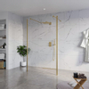 Fortifura Galeria Vrijstaande Inloopdouche - 120x200cm - Helder - antikalk - 8mm veiligheidsglas - 2 zijwanden 30cm - wandsteunen en hoekprofielen - Geborsteld Messing PVD (Goud) SW976660