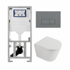 QeramiQ Dely Pack WC - 36,3x51,7cm - à fond creux - sans bride - réservoir encastré Geberit UP320 - abattant WC softclose 35 mm - plaque de déclenchement gris clair - boutons rectangulaires - blanc mat SW1235372