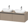 Duravit ketho meuble sous 2 lavabos avec plaque console et 2 tiroirs pour double lavabo 140x55x45.9cm avec poignées anthracite lin mat SW772389