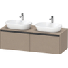 Duravit Ketho.2 Wastafelonderbouwkast - inclusief consoleplaat - met 2 laden - voor dubbele waskommen - 140x55x45.9cm - met handgrepen antraciet - linnen mat SW772389