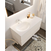 MONDIAZ VICA Badkamermeubelset - 100cm - 2 lades - wasbak Moon links - 1 kraangat - solid surface linen SW410982