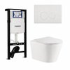 QeramiQ Dely Toiletset - 36.3x51.7cm - diepspoel - rimless - Geberit UP320 plieger inbouwreservoir - softclose toiletzitting - glans witte bedieningsplaat - ronde knoppen - mat wit SW1413228