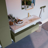 Mondiaz ALAN-DLUX Ensemble de meuble - 130cm - meuble Army mat - 1 tiroir - Lavabo Cloud Frappe suspendu - vasque Droite - 1 trou de robinet SW804805