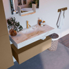 Mondiaz ALAN-DLUX Ensemble de meuble - 100cm - meuble Oro mat - 1 tiroir - Lavabo Cloud Frappe suspendu - vasque Centre - 1 trou de robinet SW805166