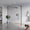Fortifura Galeria Vrijstaande Inloopdouche - 160x200cm - helder - antikalk - 8mm veiligheidsglas - 2 zijwanden - 40cm - wandsteunen en hoekprofielen - mat zwart SW993098