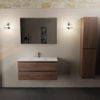 Mondiaz AIVY Ensemble de meuble - 100x45x50cm - 1 trou de robinet - 1 vasque talc Solid surface - Centre - 2 tiroirs - avec miroir - Melamine Mocha SW892309