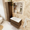 Mondiaz VICA meuble sous lavabo de salle de bains - 70cm - 2 tiroirs - lavabo Moon Talc - 1 trou pour robinet - Mocha SW1187260