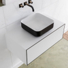 MONDIAZ LAGOM 80cm badmeubel solid surface urban 1 lades Wastafel BINX opzetkom midden zonder kraangat SW409311 MONDIAZ LAGOM 80cm badmeubel solid surface urban 1 lades Wastafel BINX opzetkom midden zonder kraangat SW409311