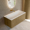 Mondiaz KURVE Ensemble de meuble salle de bain - 100x46x40cm - 1 tiroir - lavabo en solid surface - milieu - sans trou de robinet - Dusk SW1414779