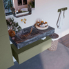 Mondiaz ALAN-DLUX Ensemble de meuble - 100cm - meuble Army mat - 1 tiroir - Lavabo Cloud Lava suspendu - vasque Gauche - 0 trous de robinet SW808408