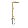 Hotbath Gal Thermostatische regendoucheset - met 27x40cm rechtoekige - hoofddouche staafhanddouche - PVD - messing geborsteld (goud) SW656447