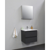 Basic Bella Meuble lavabo céramique avec 1 trou de robinet avec armoire de toilette à 1 porte grise 60x55x46cm Flat Pack Anthracite mat SW538859