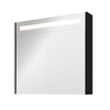 Proline spiegelkast premium avec éclairage led intégré, 2 portes 80x14x74cm noir mat SW350540