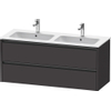 Duravit Ketho.2 Wastafelonderbouwkast - met 2 laden - voor dubbele wastafel - 128x48x55cm - met grepen antraciet - grafiet supermat SW772337