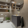 MONDIAZ TURE Toiletmeubel 80x23x50cm met 0 kraangaten 2 deuren dark grey mat Wastafel Eden links Solid Surface Wit SW474954