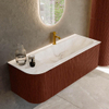 Ensemble de meuble de salle de bain Mondiaz KURVE-DLUX - 125x46x40cm - 1 tiroir - 1 porte - lavabo en solid surface - droite - 1 trou de robinet - Ruby SW1415647