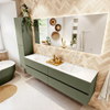 Mondiaz VICA Ensemble meuble de salle de bains - 190cm - army - 4 tiroirs - Lavabo MOON - double sans trou de robinet - couleur talc - version XL 60cm de haut SW1189226