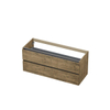 Ink meuble de lavabo 120x52x45cm 2 tiroirs sans poignée alu bandeau réversible décor bois SB1107143 Ink meuble de lavabo 120x52x45cm 2 tiroirs sans poignée alu bandeau réversible décor bois SB1107143