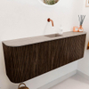 Mondiaz JOYA-DLUX 123.2cm toiletmeubel - ronding links en rechts kleur Walnut - Wastafel FAYE positie Midden Zonder kraangat kleur Saba. SW1424698