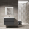Saniclass Prime Blend Meuble de salle de bain - 80x55x46cm - 1 vasque rectangulaire en céramique blanc - 1 trou de robinet - 2 tiroirs - miroir rectangulaire - mat anthracite SW917120