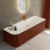 Mondiaz KURVE-DLUX Ensemble de meubles de salle de bains - 135x46x40cm - 1 tiroir - 1 porte - lavabo solid surface - droit - 1 trou de robinet - Ruby SW1415660