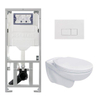 Adema Classico toiletset bestaande uit inbouwreservoir en toiletpot basic toiletzitting en bedieningsplaat rechte knoppen - glans wit SW794520