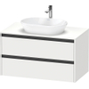 Duravit ketho 2 meuble sous lavabo avec plaque console et 2 tiroirs 100x55x56.8cm avec poignées blanc anthracite mat SW772879