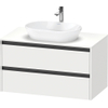 Duravit Ketho.2 Wastafelonderbouwkast - inclusief consoleplaat - met 2 laden - 100x55x56.8cm - met handgrepen antraciet - wit mat SW772879