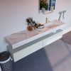 MONDIAZ ALAN - DLUX Ensemble de meuble de salle de bains - 200cm - meuble bas - Clay - 2 tiroirs - lavabo suspendu - vasque à droite - 1 trou de robinet - Frappe SW804888