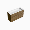 Mondiaz XABI ensemble de meuble de salle de bain - 120cm - meuble sous-vasque Chai - 2 tiroirs - lavabo AVON milieu - sans trou de robinet - Talc SW1220460