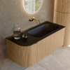 MONDIAZ KURVE meuble de salle de bains 105cm avec module 25 L couleur chêne avec 1 tiroir et 1 porte. Lavabo BIG SMALL à droite sans trou de robinet Urban. SW1138352