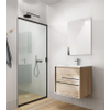 Saniclass Prime Essential Meuble de salle de bain - 60x55x46cm - 1 vasque ovale blanc - 1 trou de robinet - 2 tiroirs - miroir rectangulaire - chêne clair SW924995
