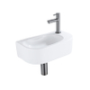 Fugaflow Efficiente Pietra Ensemble de fontaine - 40x21.5x12cm - droite - lisse - demi-rond - 1 trou de robinet - céramique - robinet de fontaine gunmetal - bonde d’évacuation - siphon déporté - blanc brillant SW1442354