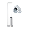 FugaFlow Eccelente Porte-rouleau de papier toilette indépendant avec brosse de toilette - avec crochet pour serviette - chrome SW1450735