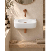 QeramiQ Fuente pack lave-mains – demi-rond – 40 x 21,5 x 12 cm – céramique blanc mat – robinet cuivre brossé SW1233123