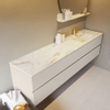 MONDIAZ VICA-DLUX Ensemble meuble de salle de bains - 200cm - meuble bas linen - 4 tiroirs - lavabo encastré cloud à droite - 1 trou de robinet - version hauteur 60cm - frape SW1088980