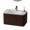 Royal Plaza Terra Edge Ensemble meuble de salle de bains - 80x45.5x46cm - vasque en céramique blanc brillant - 1 vasque - 1 trou de robinet - 2 tiroirs - châtaignier (noyer) SW1471931