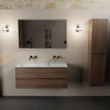 Mondiaz AIVY Ensemble de meuble - 120x45x50cm - 0 trous de robinet - 2 vasques Talc Solid surface - Gauche et droite - 2 tiroirs - avec miroir - Melamine Mocha SW892289