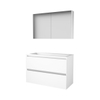 Basic-Line Comfort 46 ensemble de meubles de salle de bain 100x46cm sans poignée 2 tiroirs lavabo acrylique 1 trou de robinetterie armoire de toilette mdf laqué blanc glacier SW350972